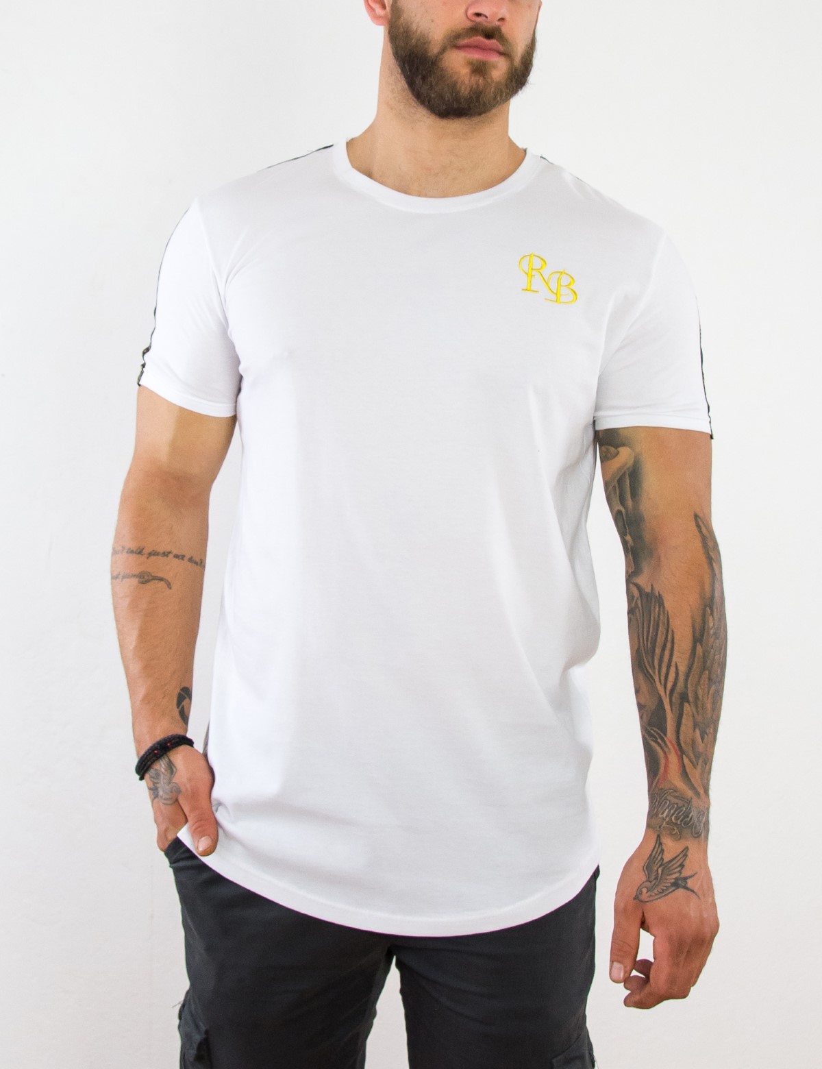 The Real Brand Ανδρικο λευκο Tshirt με διχρωμια The Real Brand 06409